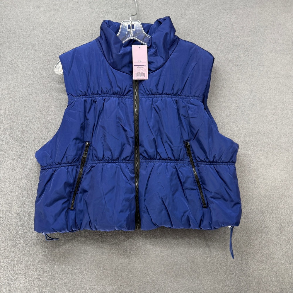Wild Fable Navy Blue Puffer Vest Boys XXL Full Zip Mock Neck Adjustable Hem